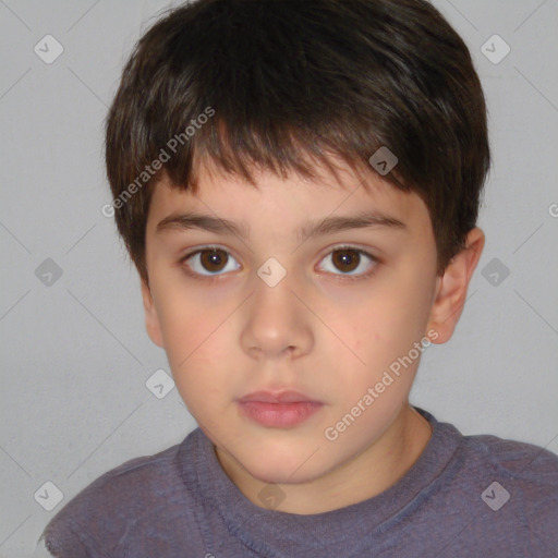 Neutral white child male with short  brown hair and brown eyes