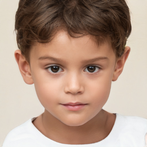 Neutral white child male with short  brown hair and brown eyes