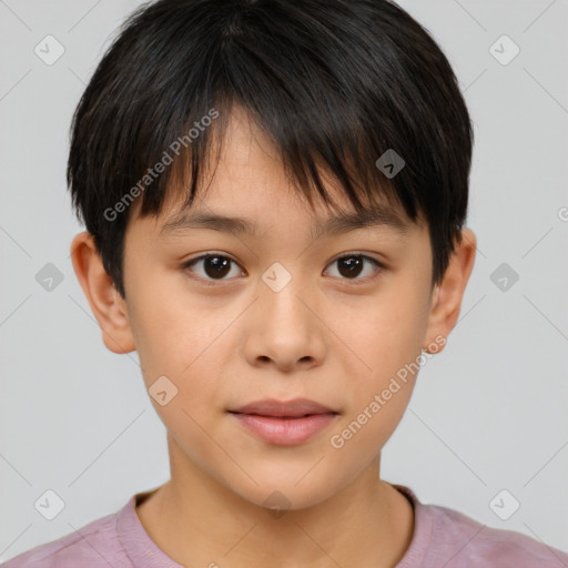 Neutral white child male with short  brown hair and brown eyes