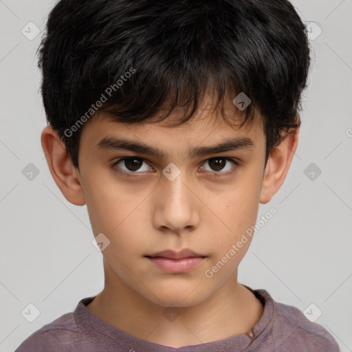 Neutral white child male with short  brown hair and brown eyes