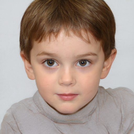 Neutral white child male with short  brown hair and brown eyes