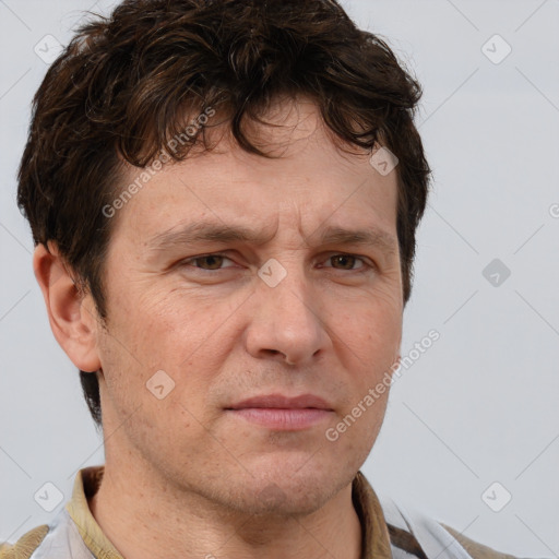 Neutral white adult male with short  brown hair and brown eyes