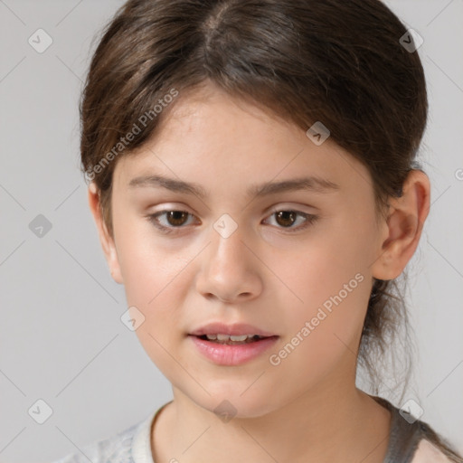 Neutral white child female with medium  brown hair and brown eyes