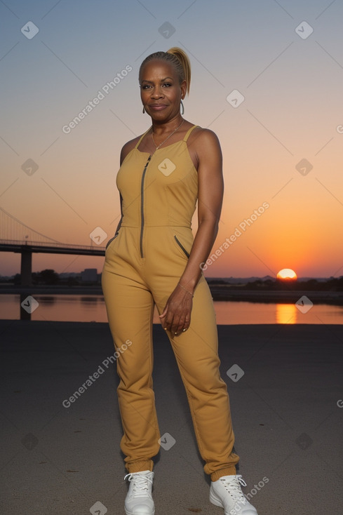 African american middle-aged female with  blonde hair