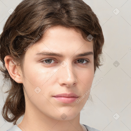 Neutral white young-adult male with medium  brown hair and brown eyes