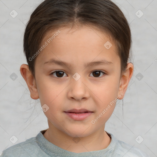 Neutral white child female with short  brown hair and brown eyes