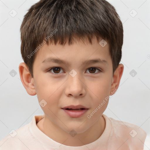 Neutral white child male with short  brown hair and brown eyes