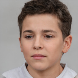 Neutral white child male with short  brown hair and brown eyes