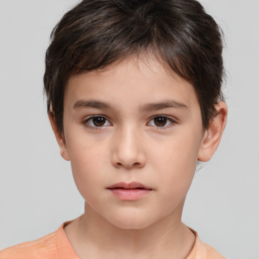 Neutral white child female with short  brown hair and brown eyes