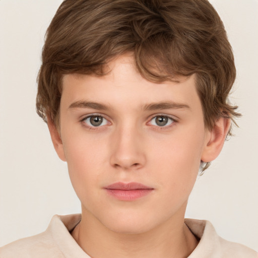 Neutral white child male with short  brown hair and brown eyes