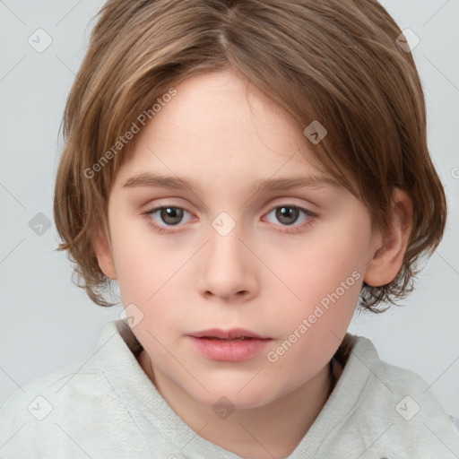 Neutral white child female with medium  brown hair and brown eyes