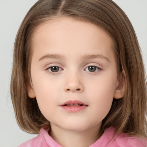 Neutral white child female with medium  brown hair and brown eyes