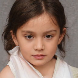 Neutral white child female with medium  brown hair and brown eyes