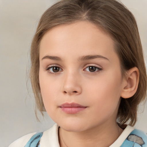 Neutral white child female with medium  brown hair and brown eyes