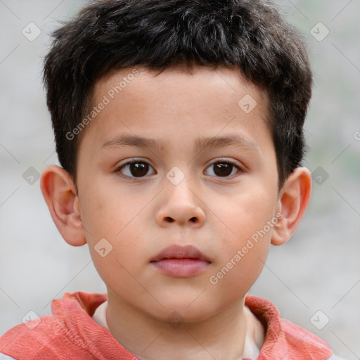 Neutral white child male with short  brown hair and brown eyes