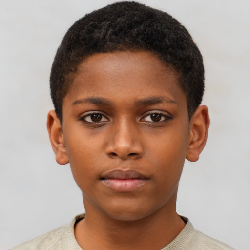 Neutral black child female with short  brown hair and brown eyes