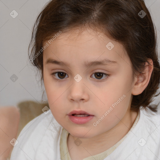 Neutral white child female with medium  brown hair and brown eyes