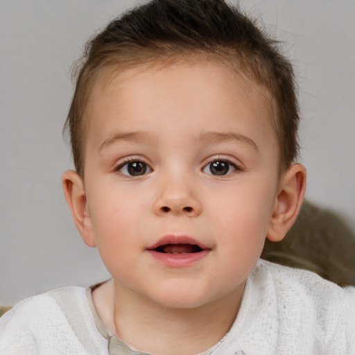 Neutral white child female with short  brown hair and brown eyes