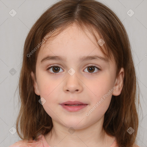 Neutral white child female with medium  brown hair and brown eyes