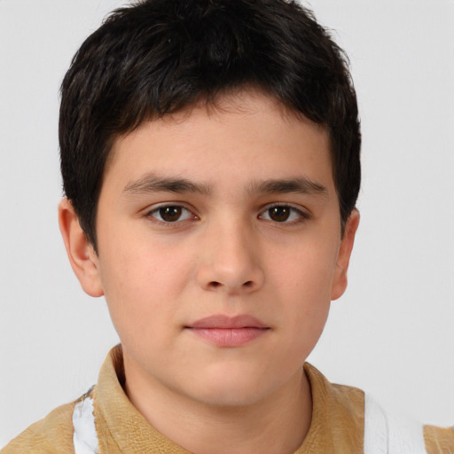Neutral white child male with short  brown hair and brown eyes