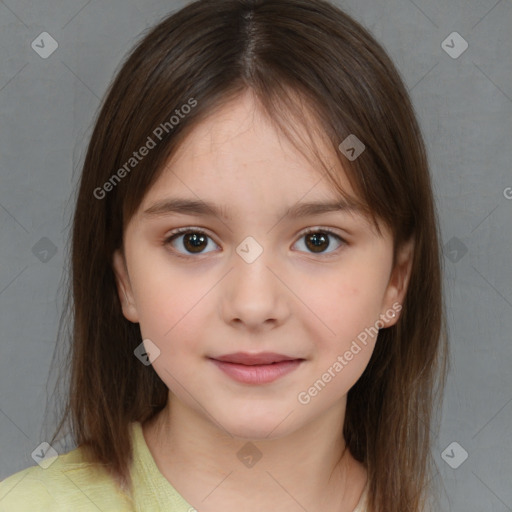 Neutral white child female with medium  brown hair and brown eyes