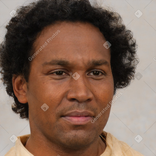 Neutral latino adult male with short  brown hair and brown eyes
