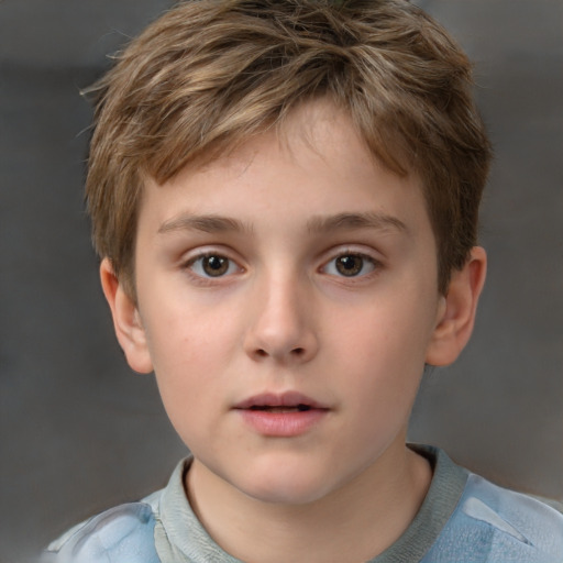 Neutral white child male with short  brown hair and brown eyes