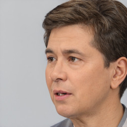 Neutral white adult male with short  brown hair and brown eyes