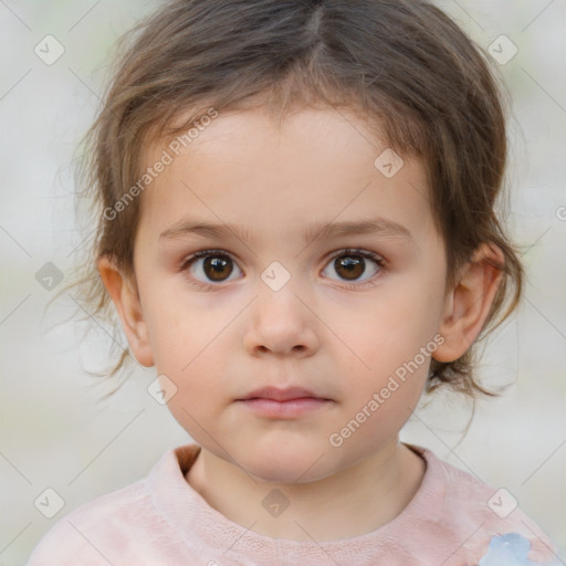 Neutral white child female with medium  brown hair and brown eyes