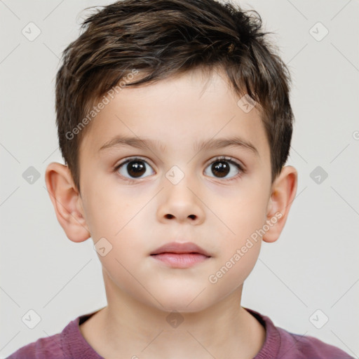 Neutral white child male with short  brown hair and brown eyes