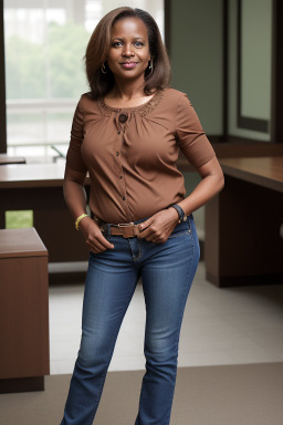 Kenyan middle-aged female with  brown hair