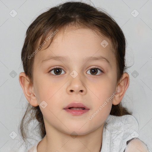 Neutral white child female with medium  brown hair and brown eyes