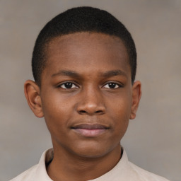 Neutral black young-adult male with short  brown hair and brown eyes