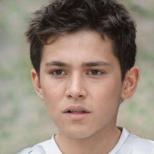 Neutral white child male with short  brown hair and brown eyes