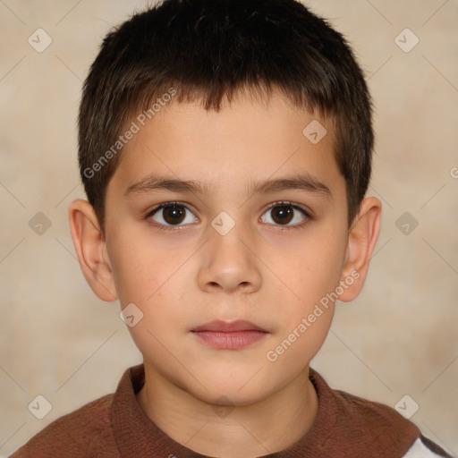 Neutral white child male with short  brown hair and brown eyes