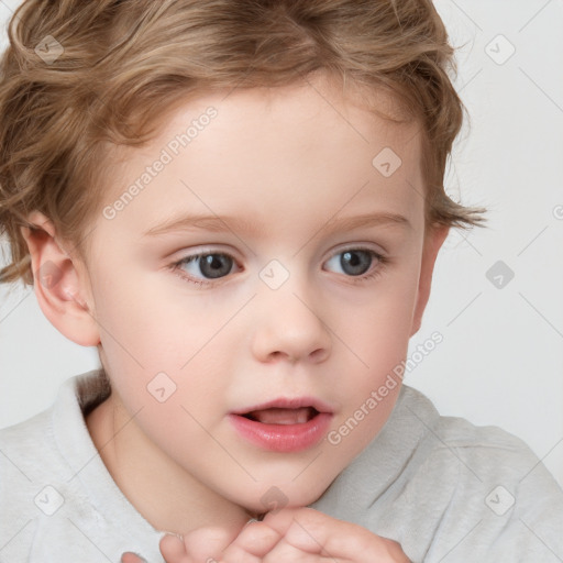 Neutral white child female with short  brown hair and brown eyes