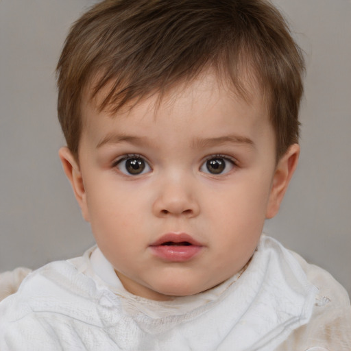 Neutral white child male with short  brown hair and brown eyes