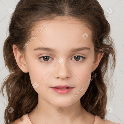 Neutral white child female with medium  brown hair and brown eyes