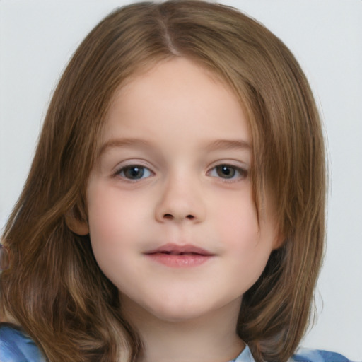 Neutral white child female with medium  brown hair and brown eyes