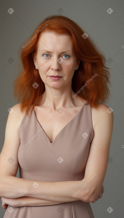 Latvian middle-aged female with  ginger hair