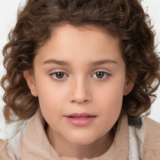 Neutral white child female with medium  brown hair and brown eyes