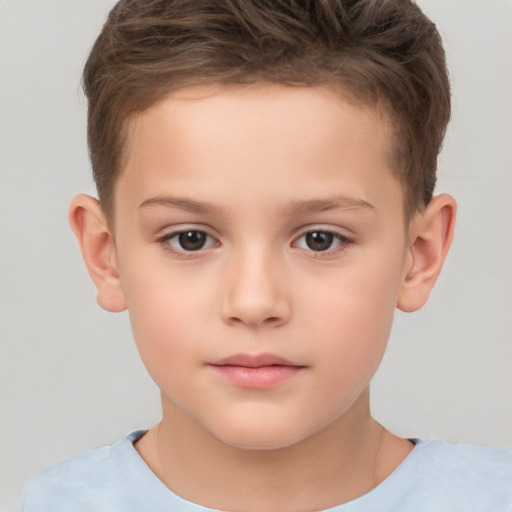 Neutral white child male with short  brown hair and brown eyes