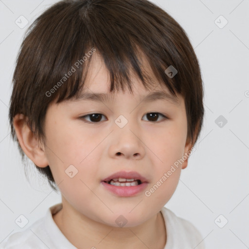 Neutral white child female with medium  brown hair and brown eyes