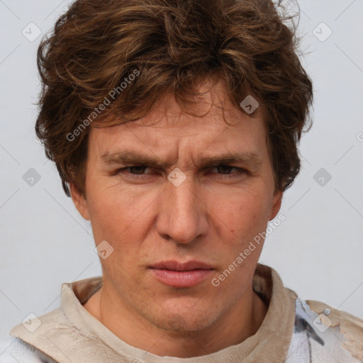 Neutral white adult male with short  brown hair and brown eyes