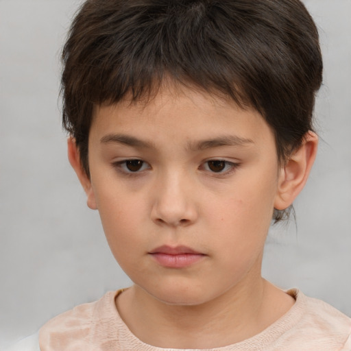 Neutral white child female with short  brown hair and brown eyes