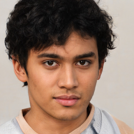 Neutral asian young-adult male with short  brown hair and brown eyes