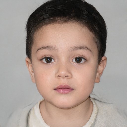 Neutral white child female with short  brown hair and brown eyes