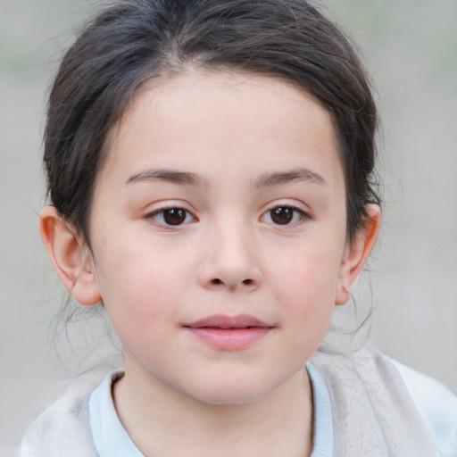 Neutral white child female with medium  brown hair and brown eyes