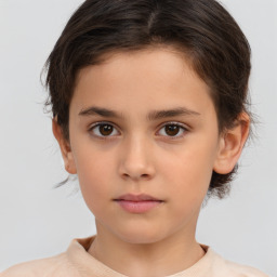 Neutral white child female with short  brown hair and brown eyes