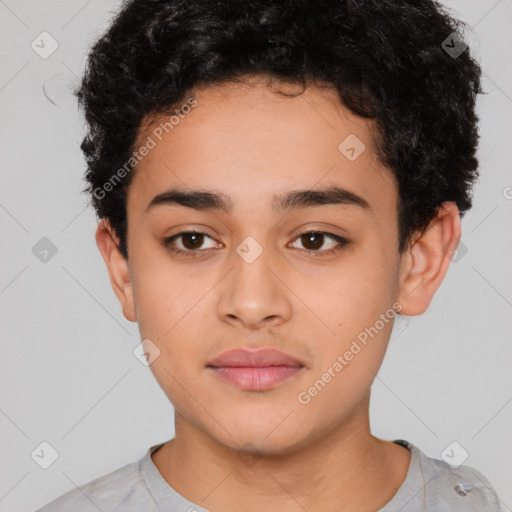 Neutral latino young-adult male with short  brown hair and brown eyes